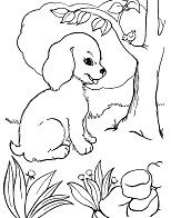 A Puppy And A Bird Coloring Page
