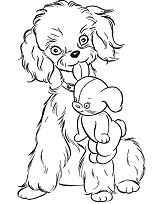 A Puppy And A Doll Coloring Page