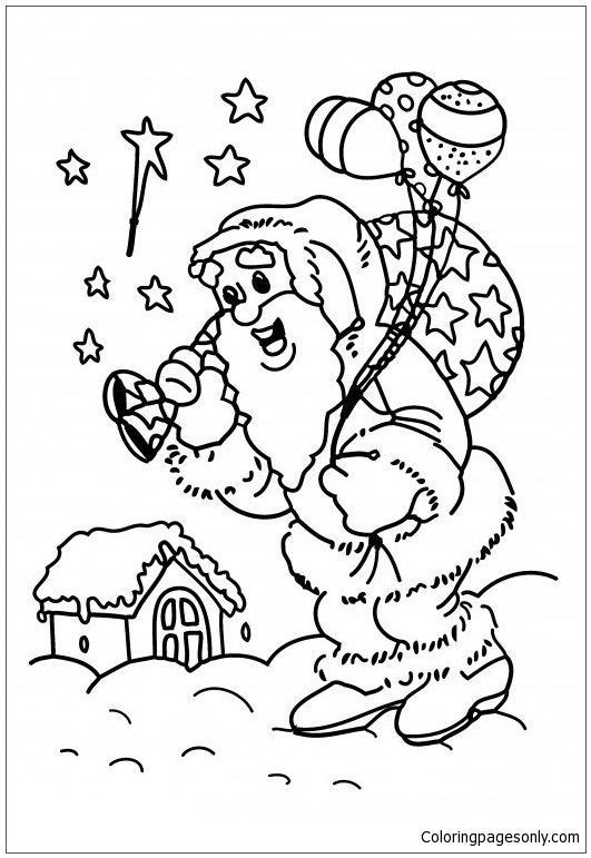 A Santa Claus Starts His Christmas Journey To Deliver Gifts Coloring Pages