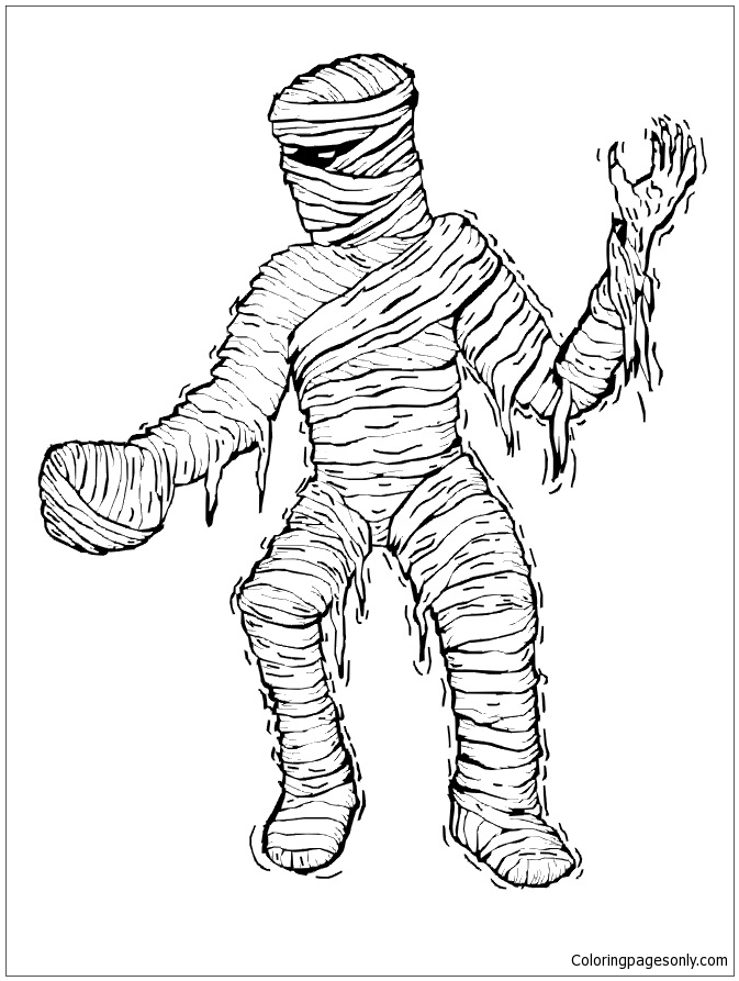 A Scary Mummy Coloring Page