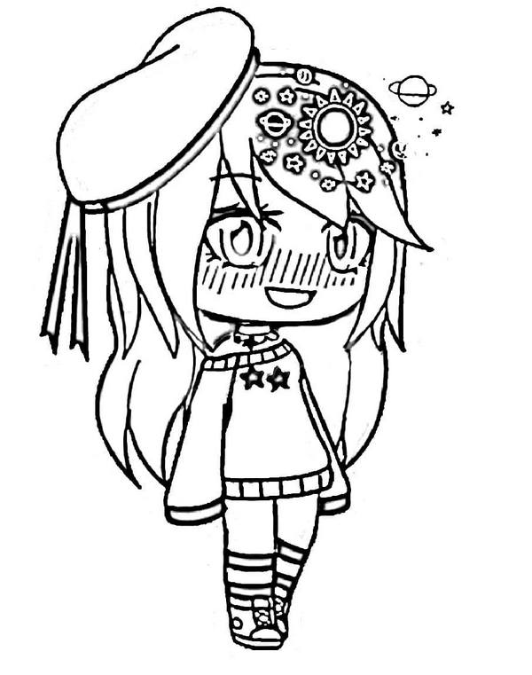 A Shy Carma with a baret and sun hairclip Coloring Pages