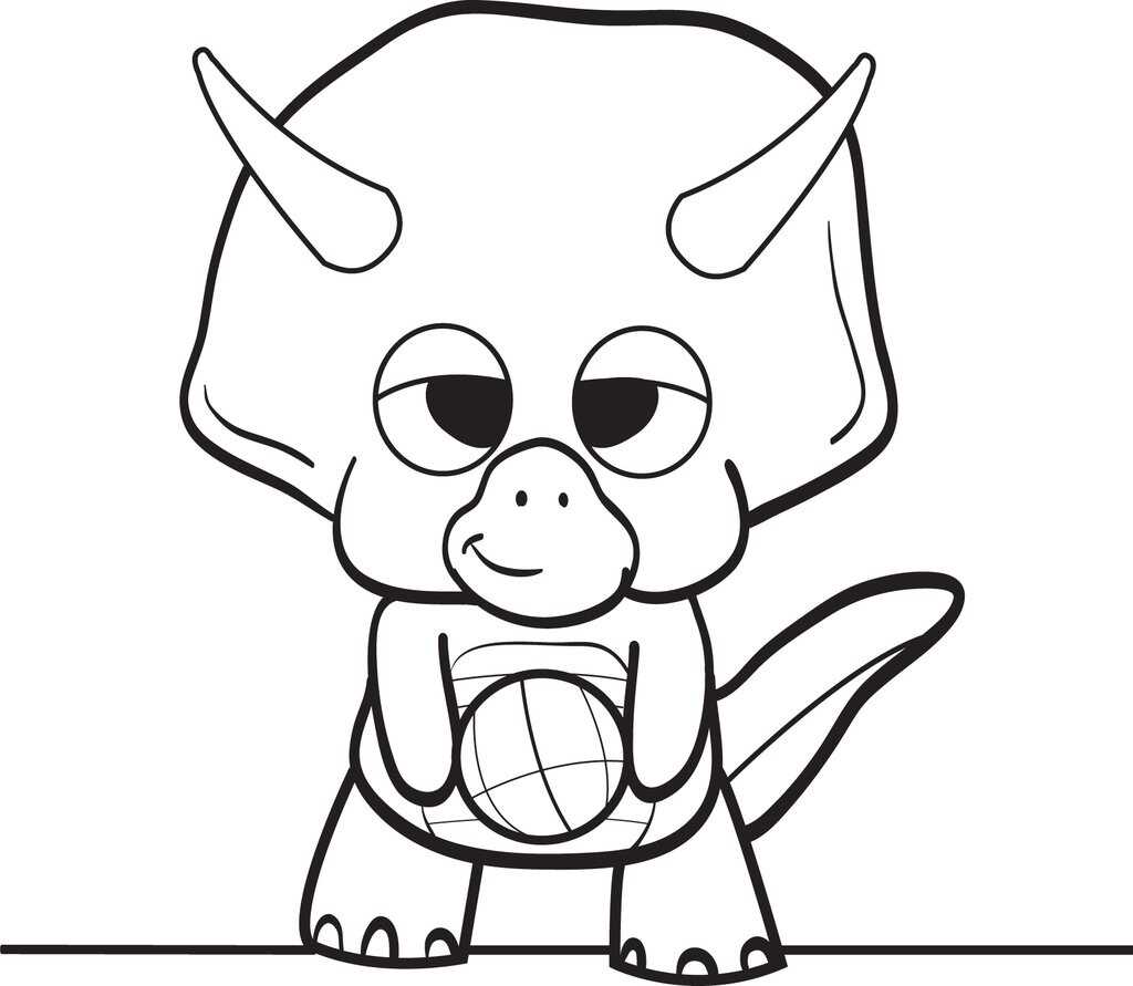 A Sleepy Triceratops Dinosaur Coloring Page
