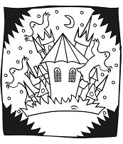 A Strange Castle With Ghosts Coloring Pages