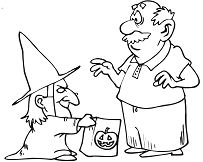 A Trick-Or-Treater Dressed Like A Witch Coloring Pages