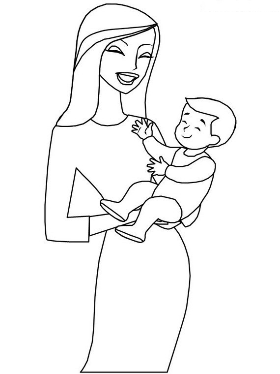 A Woman and a Child Coloring Pages