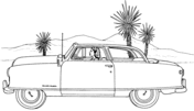 A Woman Is Driving In A Desert Coloring Page