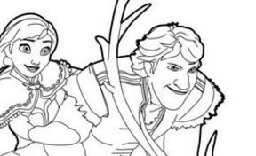 Aana, Olaf, Kristoff And Seven Coloring Page