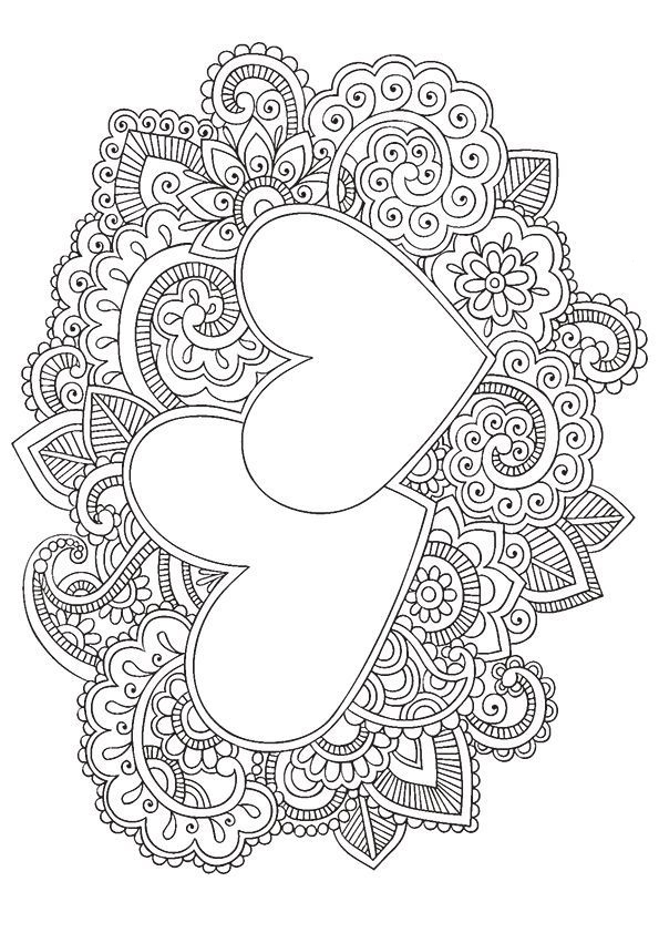 Abstract Hearts Coloring Page
