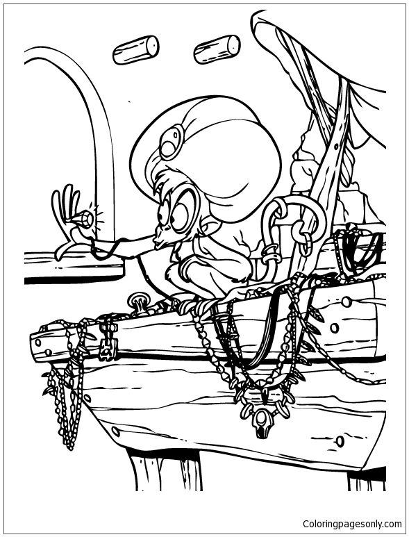 Abu With The Treasure Coloring Page