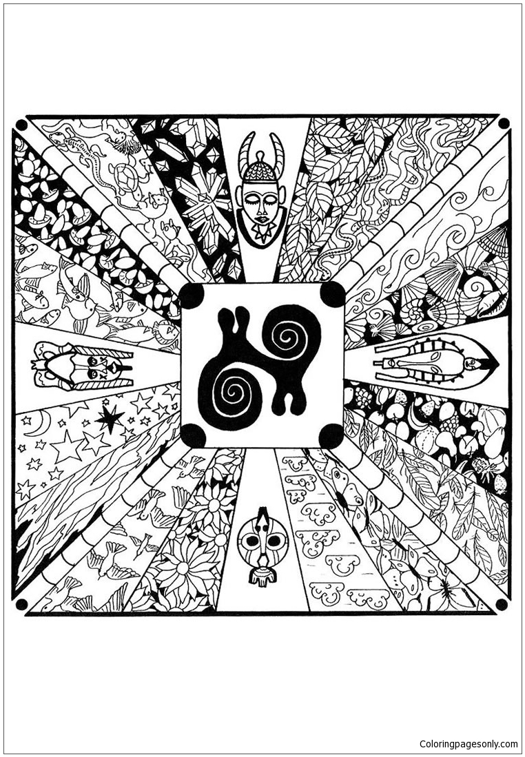 African Mandala Of Ghana Coloring Pages