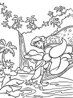 Aladdin And Jasmine Found A Refreshing Oasis In The Desert Coloring Page