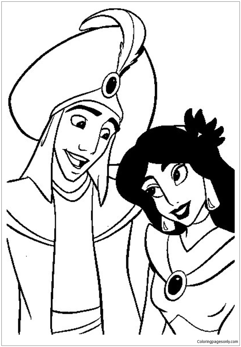 Aladdin And Jasmine Wedding Coloring Page Free Printable Coloring Pages
