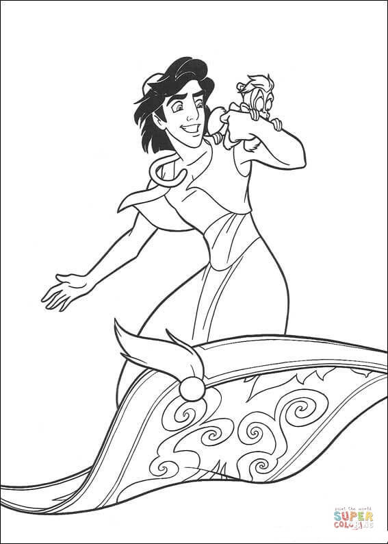 Aladdin And Monkey Abu from Aladdin Coloring Pages