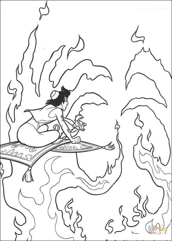 Aladdin passe par le feu d'Aladdin d'Aladdin