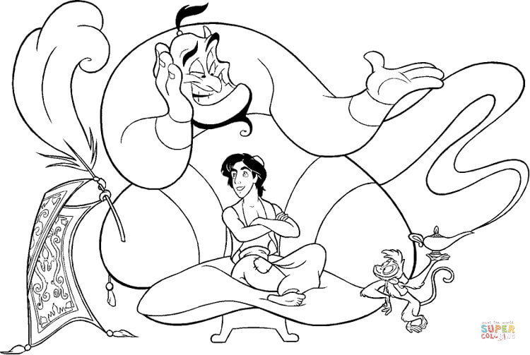 Aladdin com seu gênio de Aladdin de Aladdin
