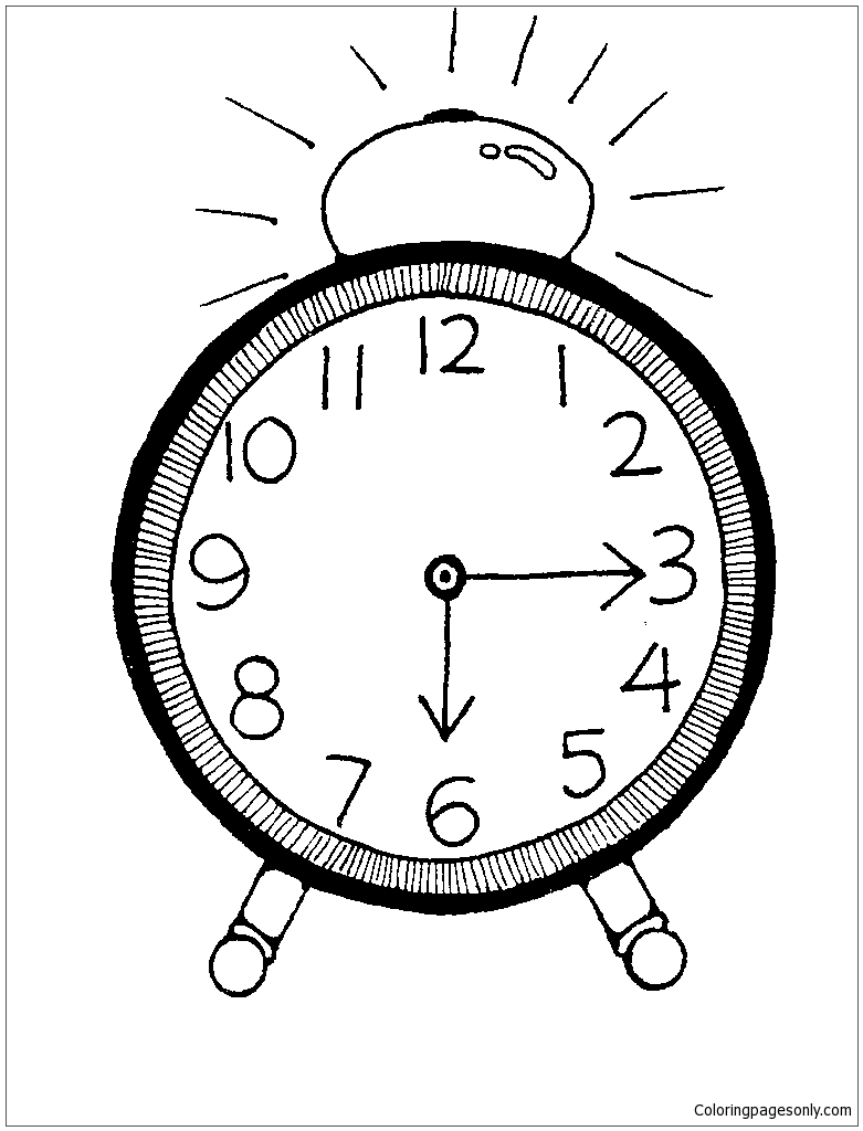 Alarm Clock Half Past Six Coloring Page Free Coloring Pages Online