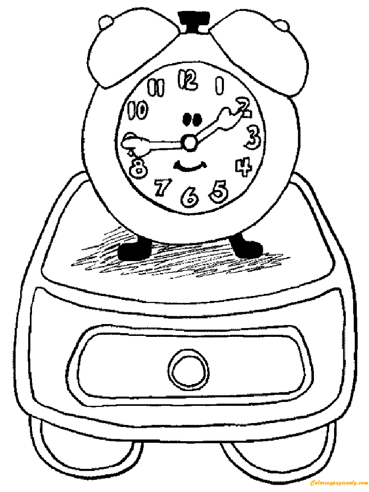 Download Alarm Clock Is On The Drawers Coloring Pages - Clock Coloring Pages - Free Printable Coloring ...