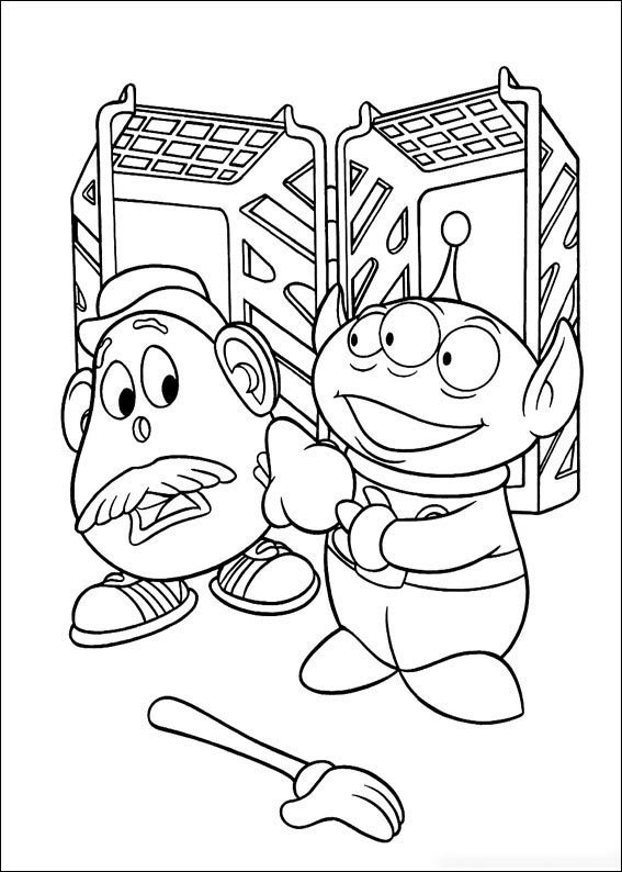 Alien and Mr.Potato Coloring Page