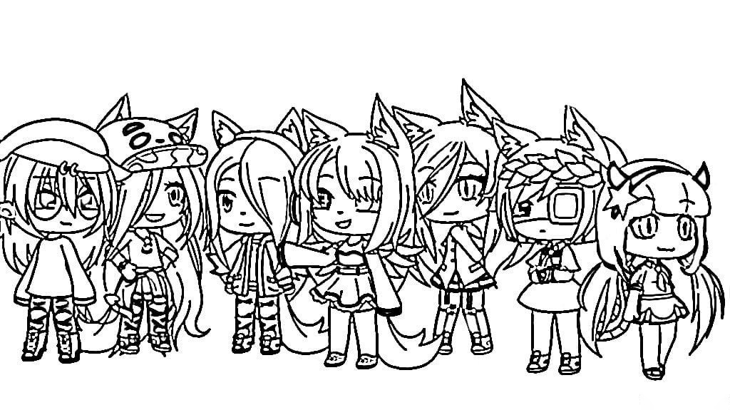 All Characters Girl in Gacha Life Games Coloring Page