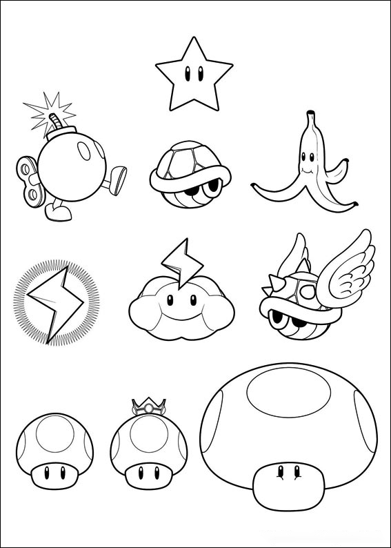 All defensive items from Mario Kart Coloring Pages