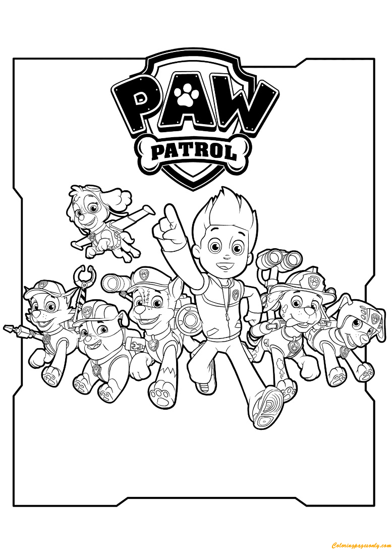 All Paw Patrol Characters Coloring Page