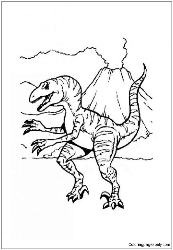 Allosaurus And Volcano Coloring Pages