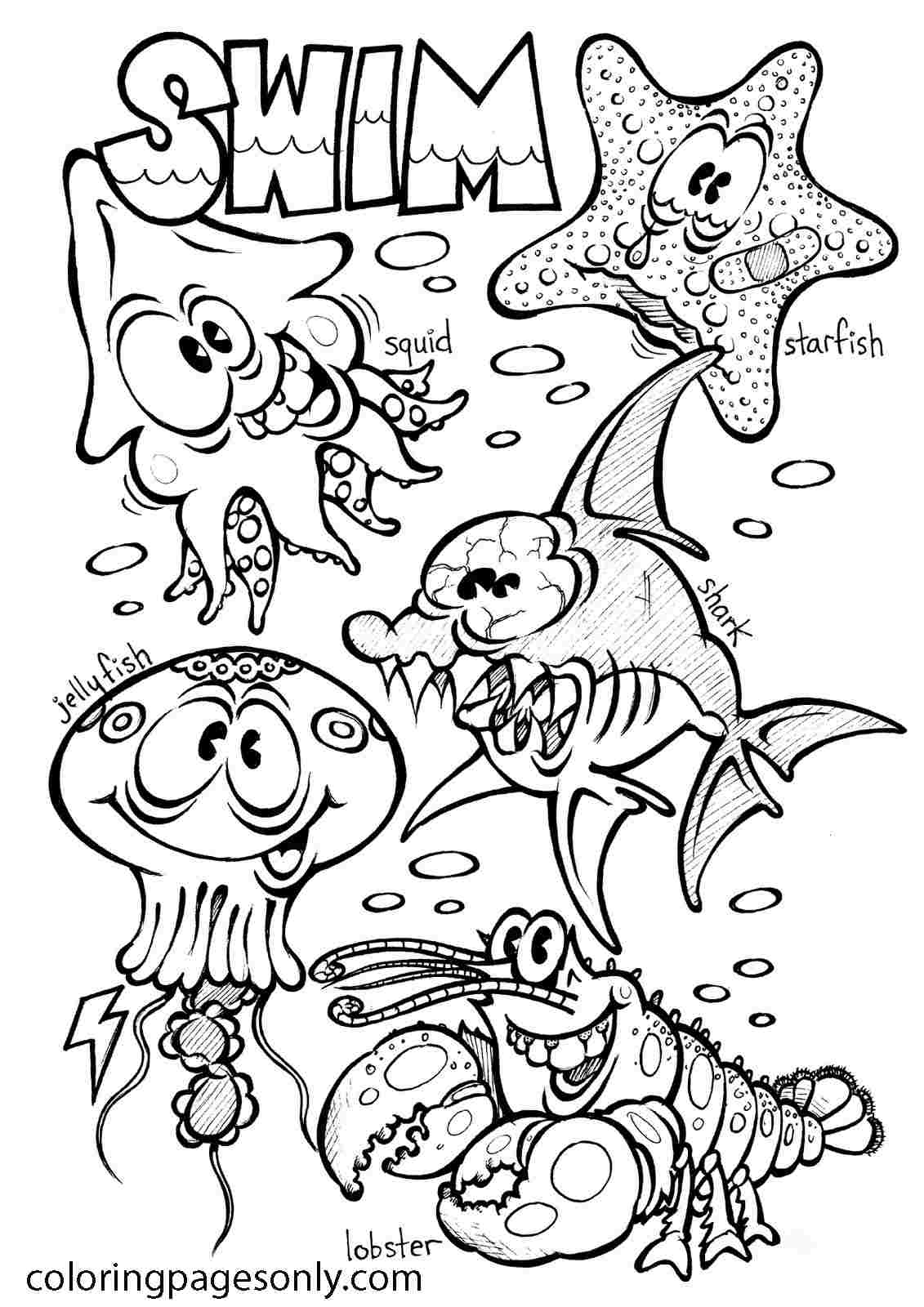 Almost animals under the sea Coloring Pages