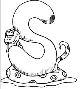 Página para colorir da letra S do alfabeto