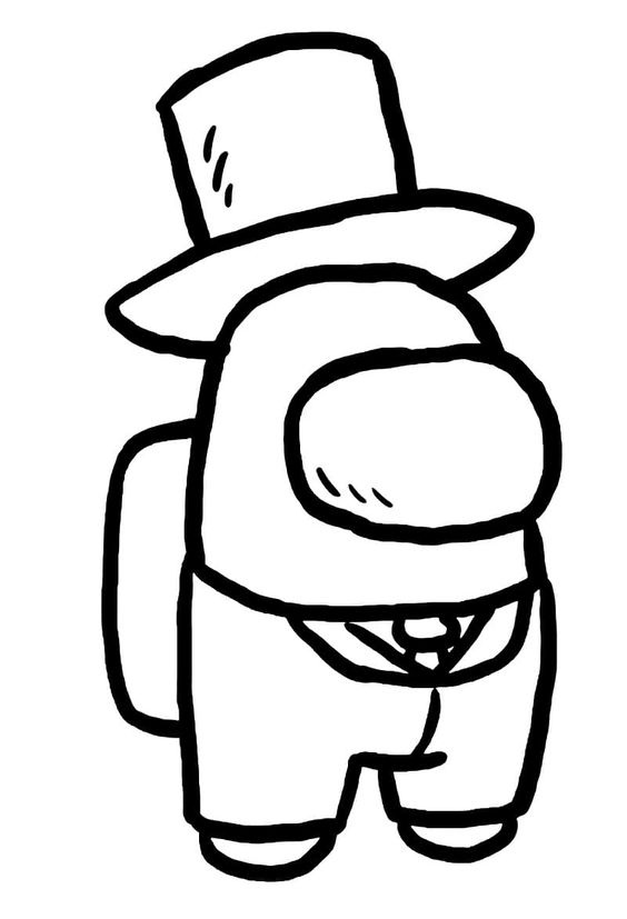 Among Character With Hat Coloring Pages - Among Us Coloring Pages