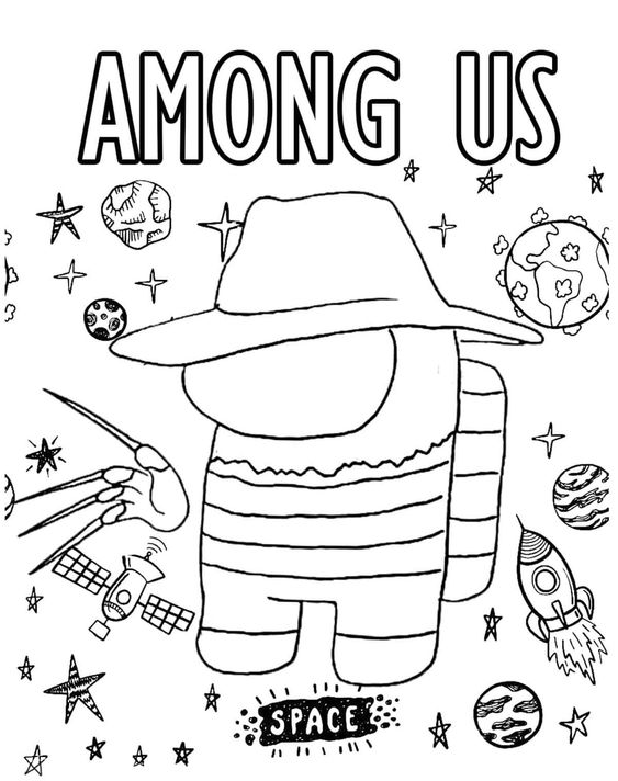 Among Us Freddy Krueger Coloring Pages  Among Us Coloring Pages