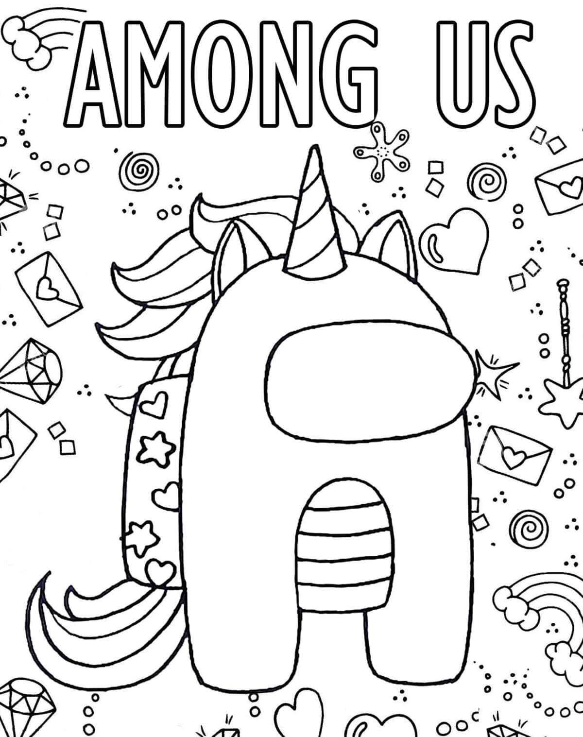 Among us ver. unicorn Coloring Pages