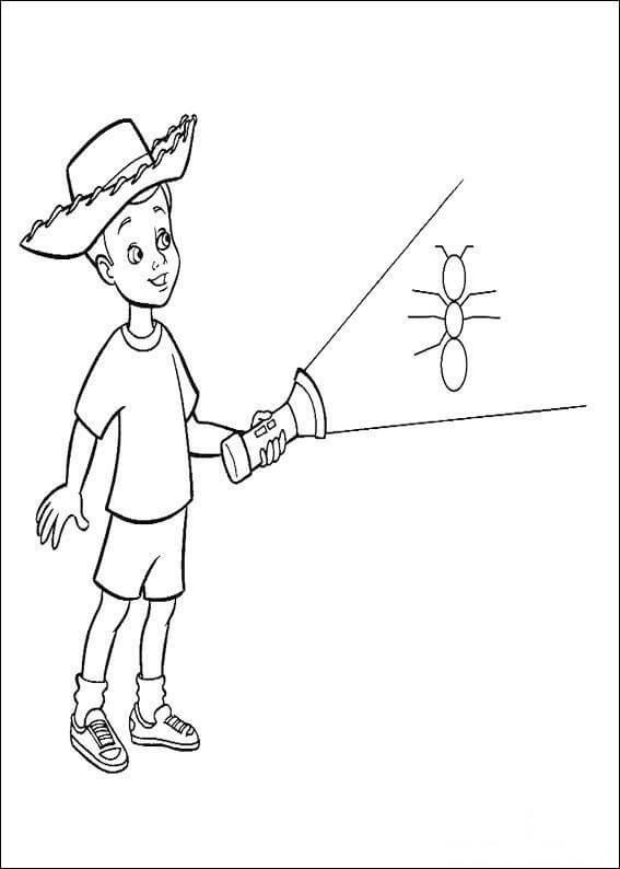 Andy is holding a lamp Coloring Pages