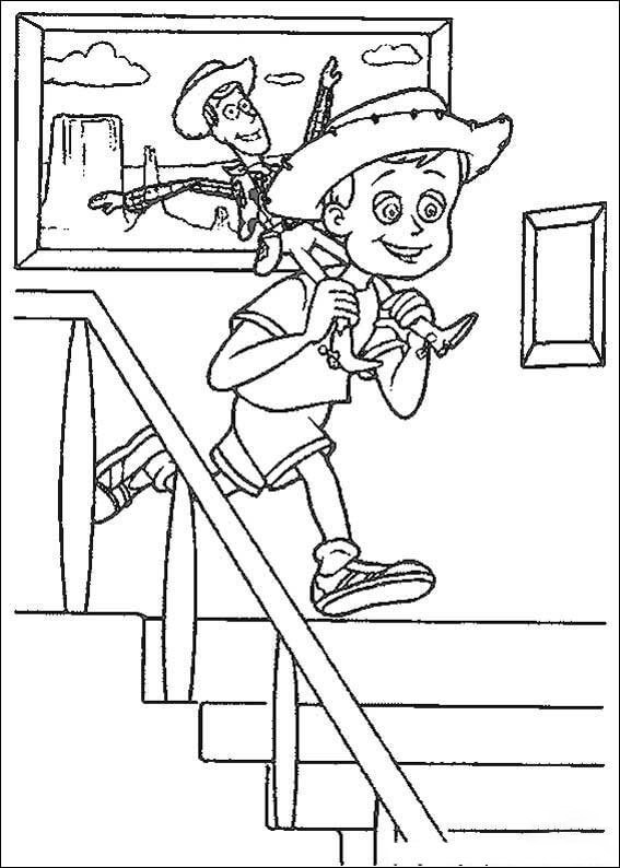 Andy with Woody Sheriff Coloring Pages Cartoons Coloring