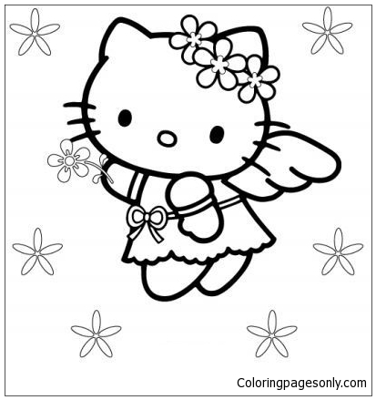 Angel Hello Kitty Coloring Pages