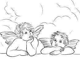 Angels from the Sistine Madonna Coloring Page