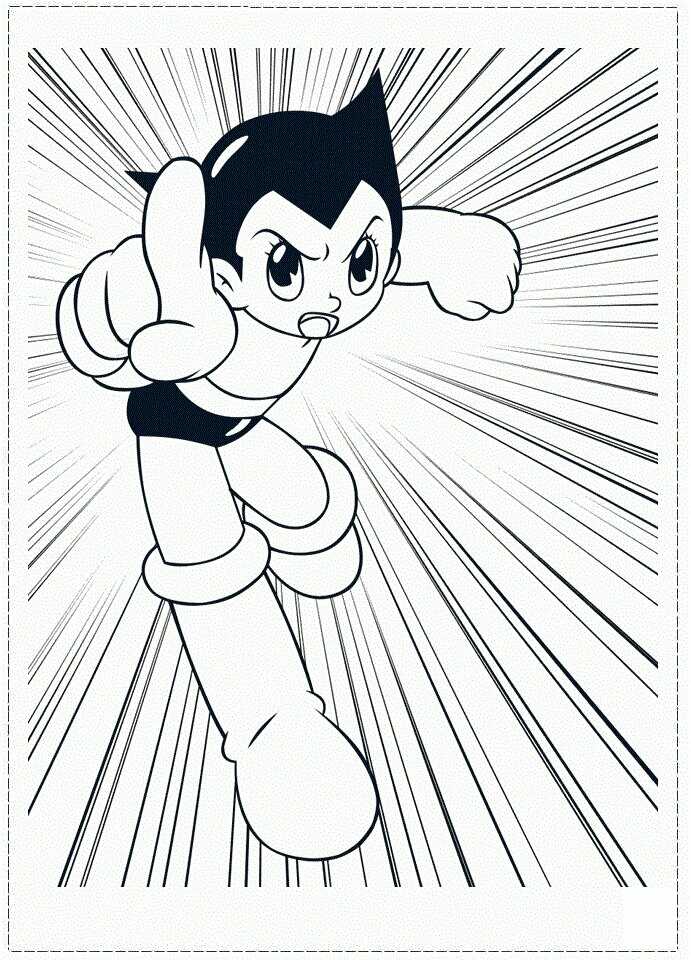 Angry Atom Astro Boy is pointing something Coloring Page