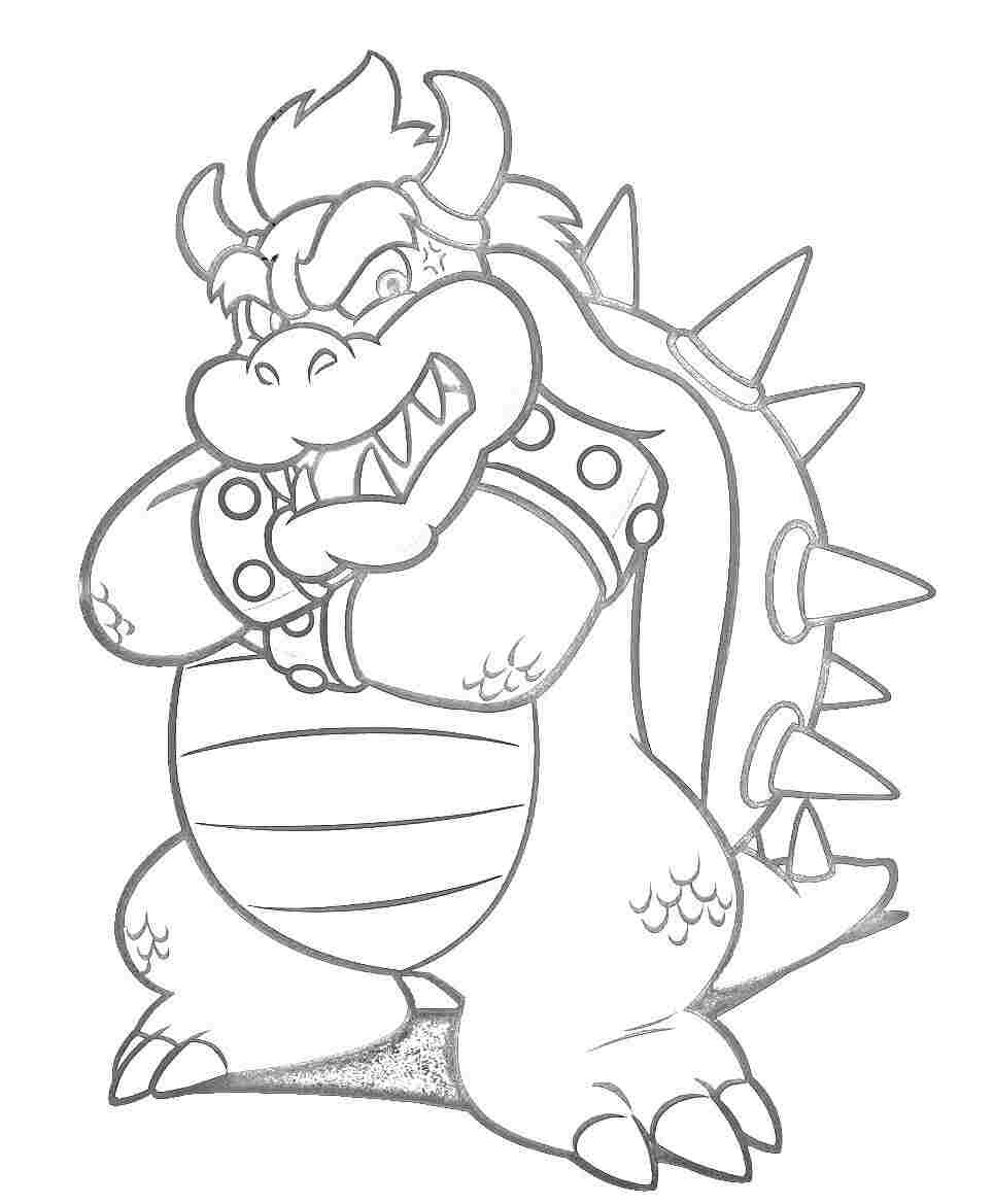 Angry King Koopa from Super Mario Games Coloring Page