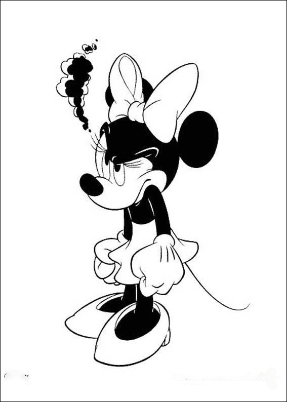 Kleurplaat Angry Minnie Mouse