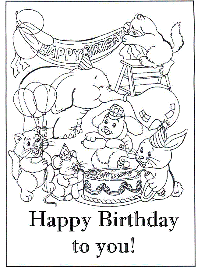Animal Birthday Party Coloring Pages