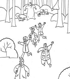 Animals Have Chased Away Hunters Coloring Page