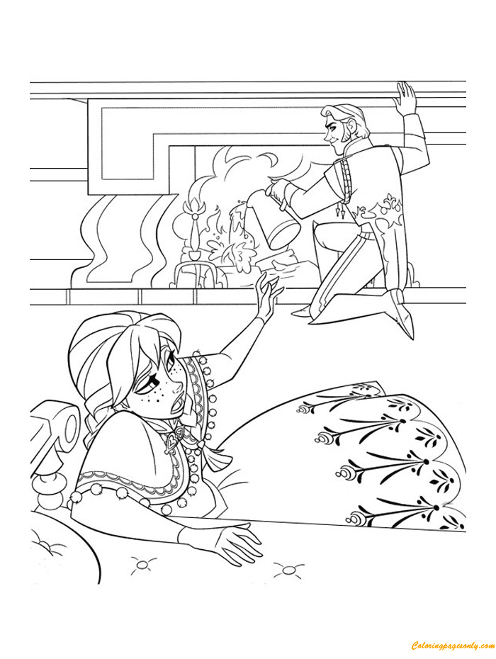 Anna And Hans Having A Disagreement Coloring Pages - Cartoons Coloring