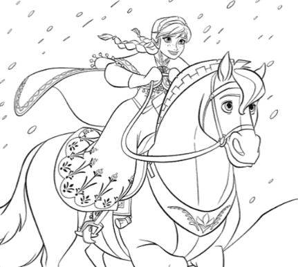 Coloriage Anna et son cheval