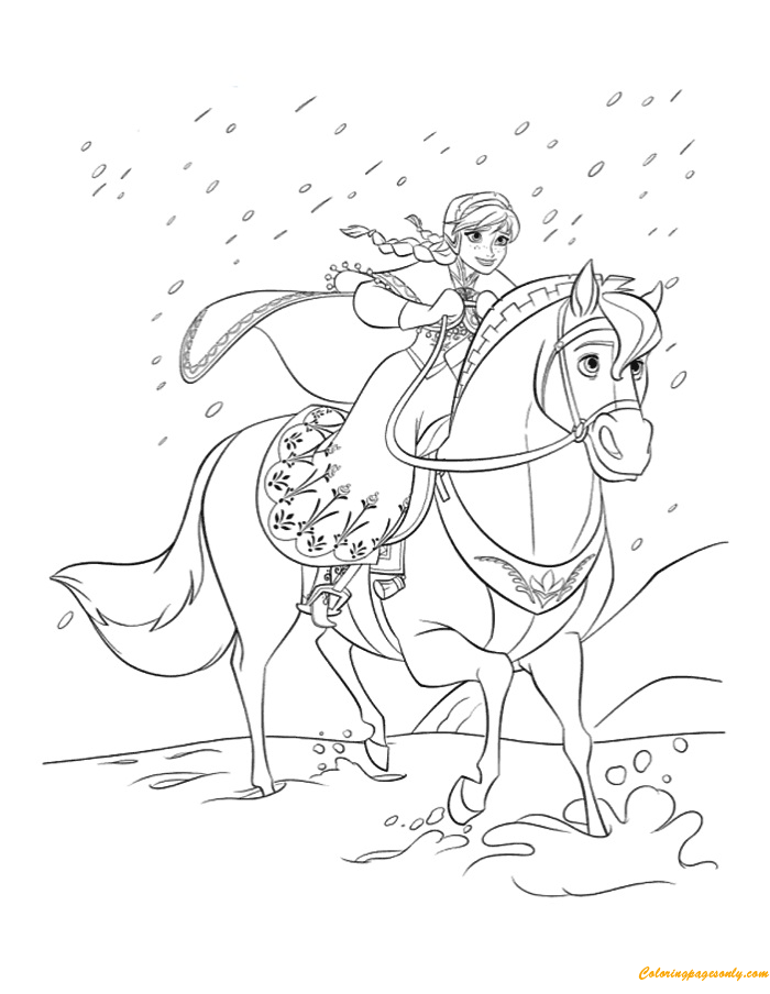 Anna und ihr Pferd zum Ausmalen