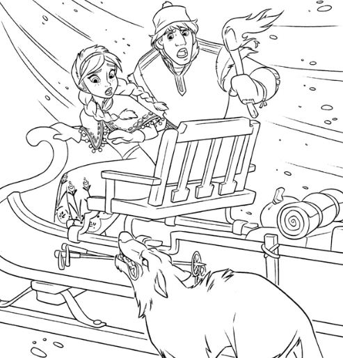 Wolves attacked Anna And Kristoff Coloring Page