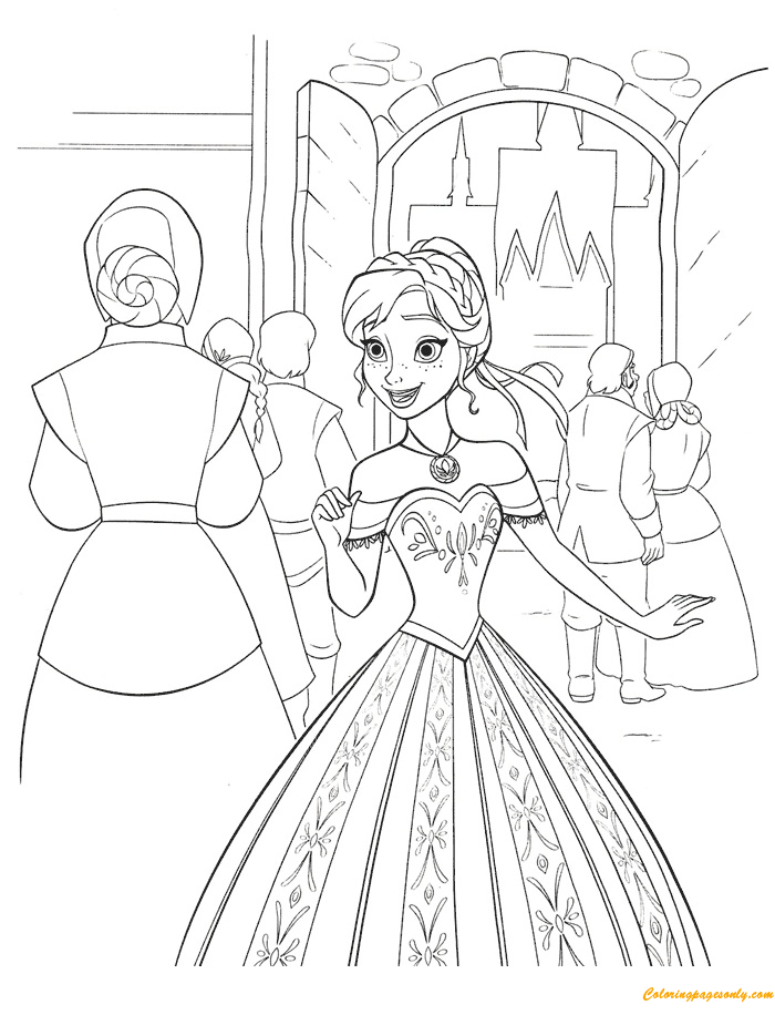 Anna Excited With The Ceremony Coloring Pages
