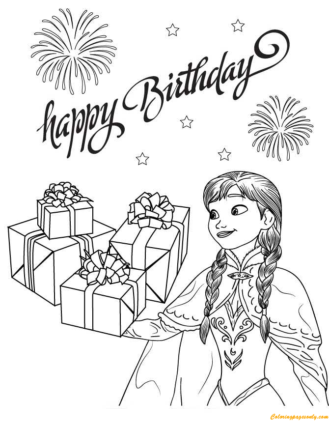 Anna And Gifts Coloring Pages