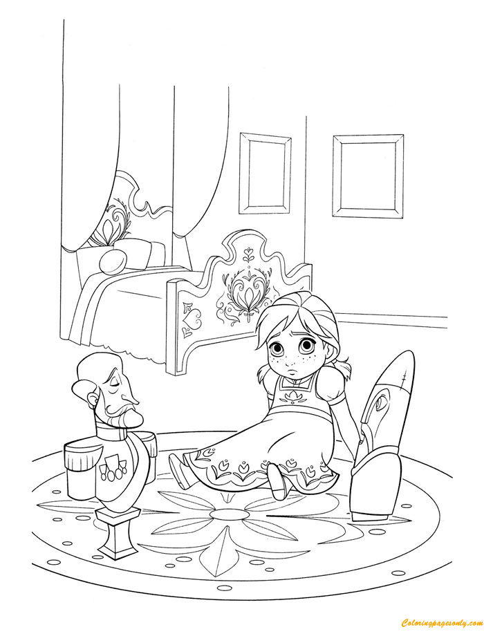 Anna Lonely Without Elsa Coloring Pages - Cartoons Coloring Pages