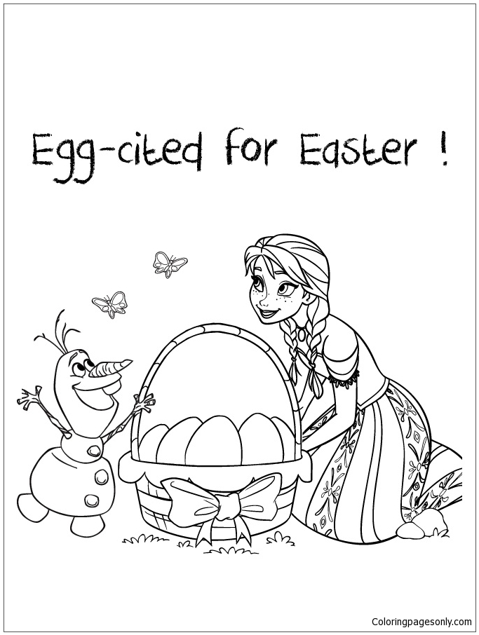 Uovo di Anna Olaf citato per la pagina da colorare di Pasqua