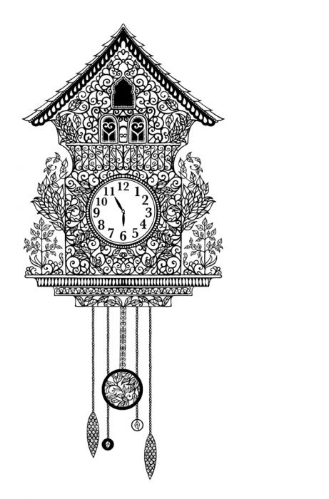 Página para colorir de relógio de cuco antigo