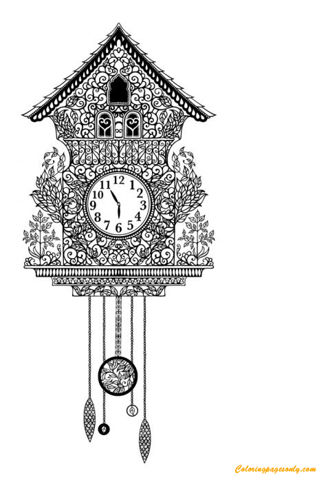 Reloj de cuco antiguo para colorear